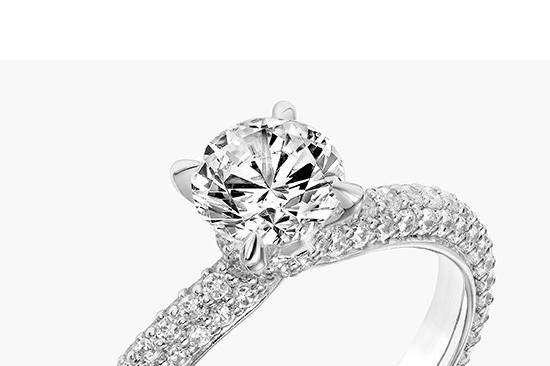 Style ArtCarved 31-V749ERW <br> HELENA, Classic Diamond Engagement Ring with Pave Shank and Diamond Collar
