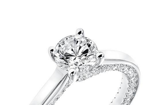 Style ArtCarved 31-V714ERW <br> Astara, Contemporary Diamond Solitaire Engagement Ring with Inside Diamond Twist Accent