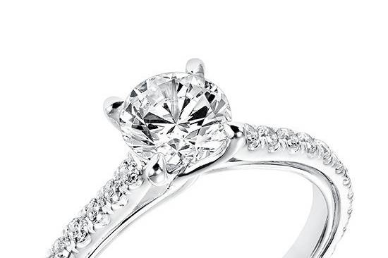 Style ArtCarved 31-V706ERW <br> Carmen, Contemporary Diamond Prong Set Engagement Ring with Diamond Shank and Inside Twist Accent