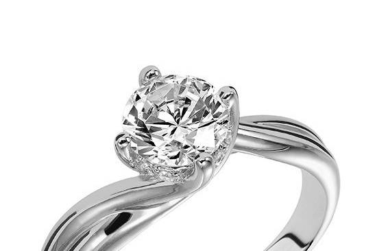 Style ArtCarved 31-V303ERW <br> Whitney, Classic Diamond Solitaire Engagement Ring with Round Center Stone Set in a Twist Setting.  Available in Platinum, 18K and 14K gold. Settings can be custom made to fit any size or shape center stone. Matching band available - Style number V303W-L