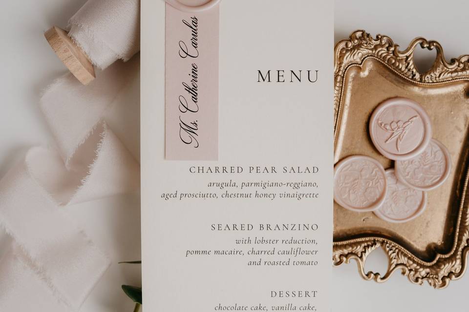 Menu cards with guest name