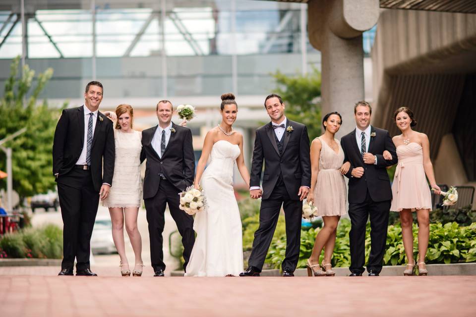 Wedding party downtown