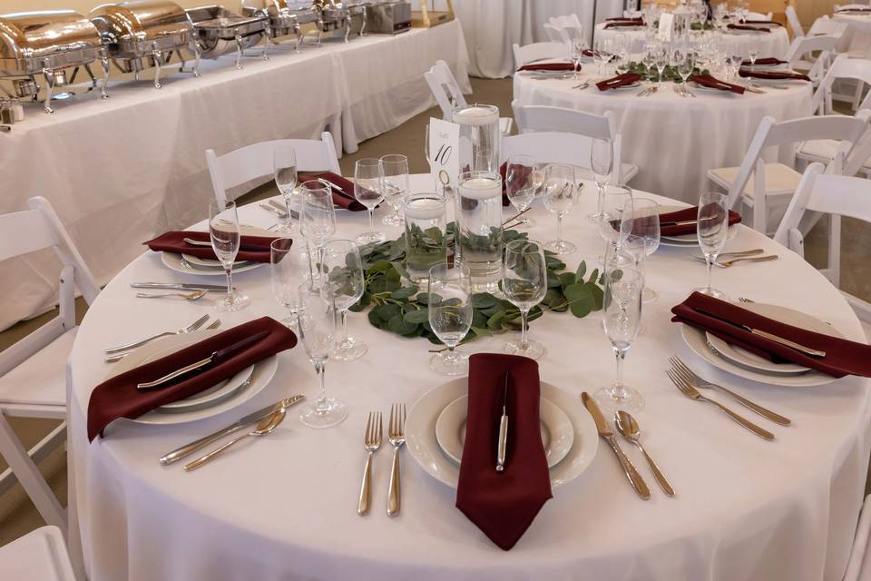 Place settings and table decor