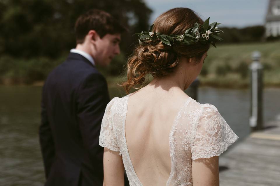 Flower crown updo