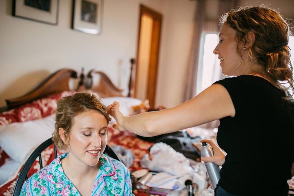 Bride getting ready