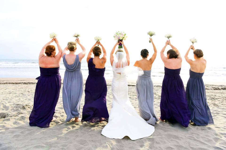 Bridesmaids with flowers