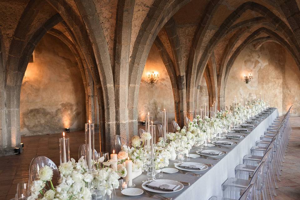 Long table in the crypt