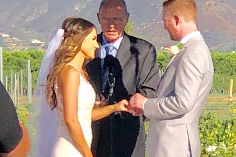 Exchanging rings at a Winery