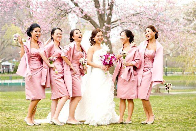 The bride with her bridesmaids