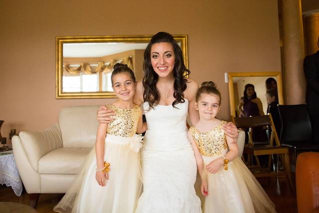 Bride with little girls