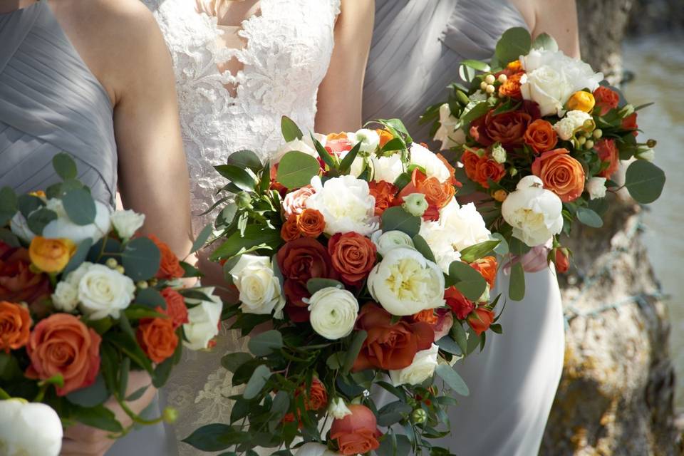 Orange and White Bouquets