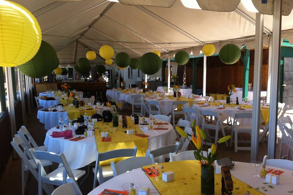 Reception tent setup