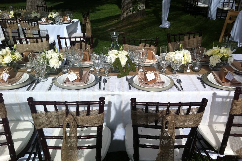 Outdoor reception table setting