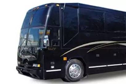 40 Passengers? No problem.  We have the perfect club on wheels for your next gathering or transportation need.  Private lavatory, 1 full size bar, luxury and leather plush seating is the least we can say about this limo coach party bus!