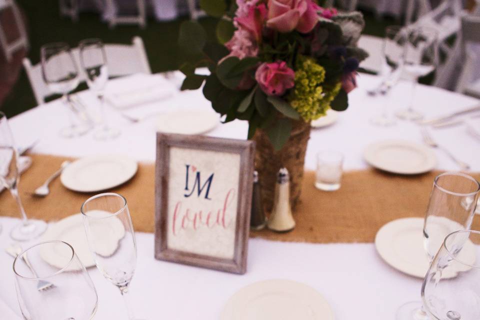 Table setup with centerpiece