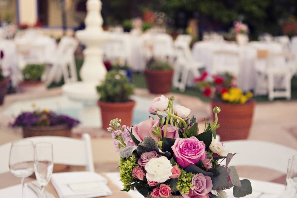 Table setup with centerpiece