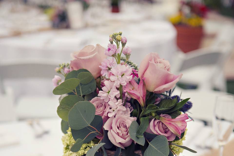 Table setup with centerpiece