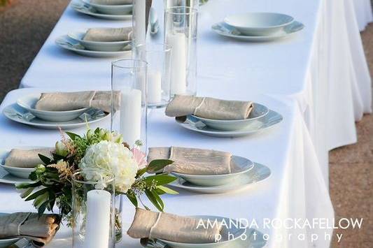 Table setup with centerpiece