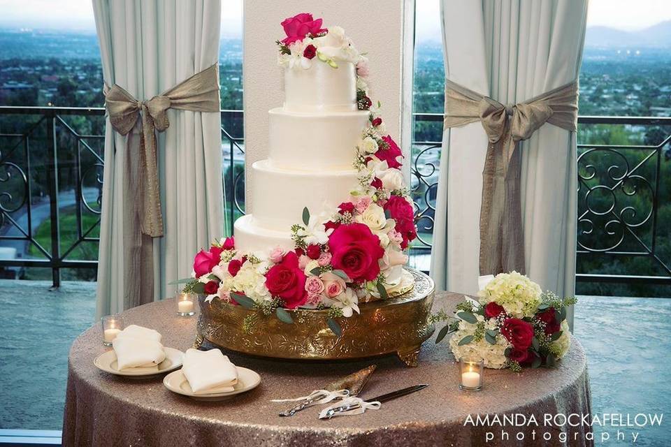 Multiple layered wedding cake