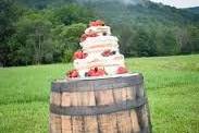 Wedding cake on a barrel