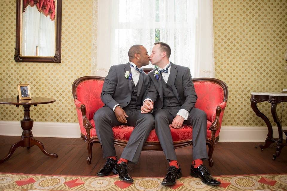 Wedding Suite: Grooms Kissing