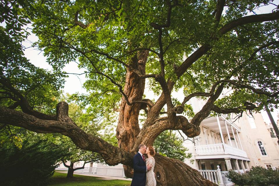 Newlyweds Kissing