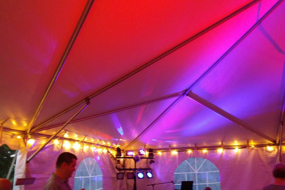 The tent roof is a blank canvas for creative lighting effects.