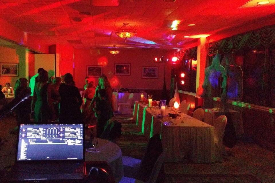 Although caught at a moment of predominately red light, our dance lights are above any other DJ provided lighting in the Outer Banks.