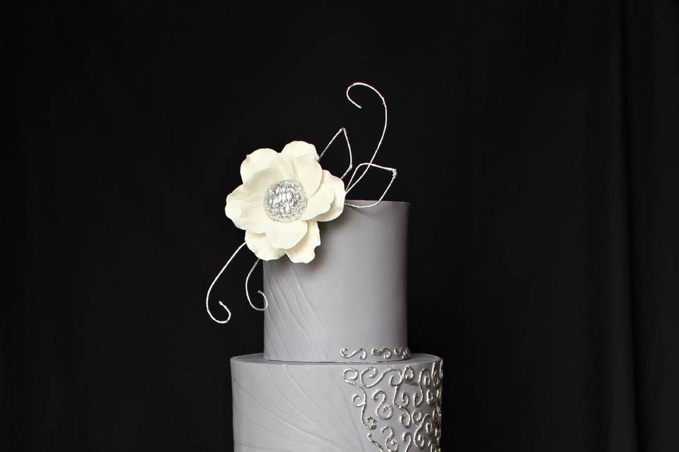 Grey textured wedding cake