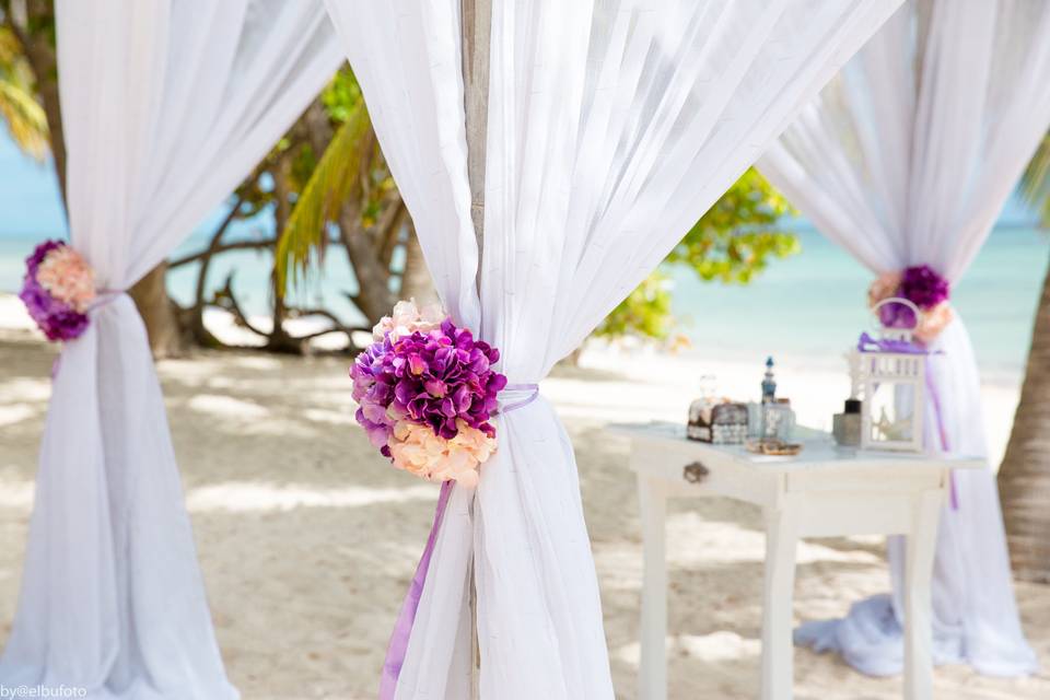 Private beach wedding arch