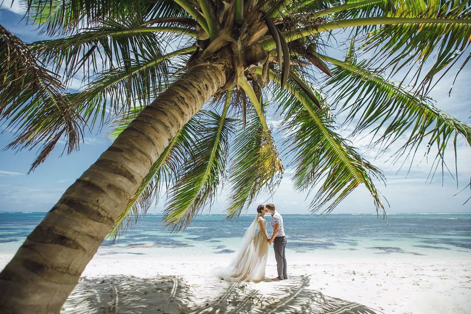 A kiss under the palm tree