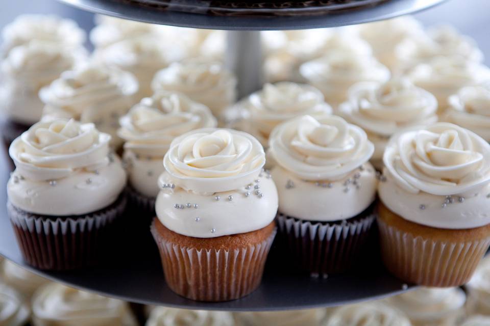 Cupcakes with White Rose