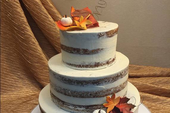 Naked fall wedding cake