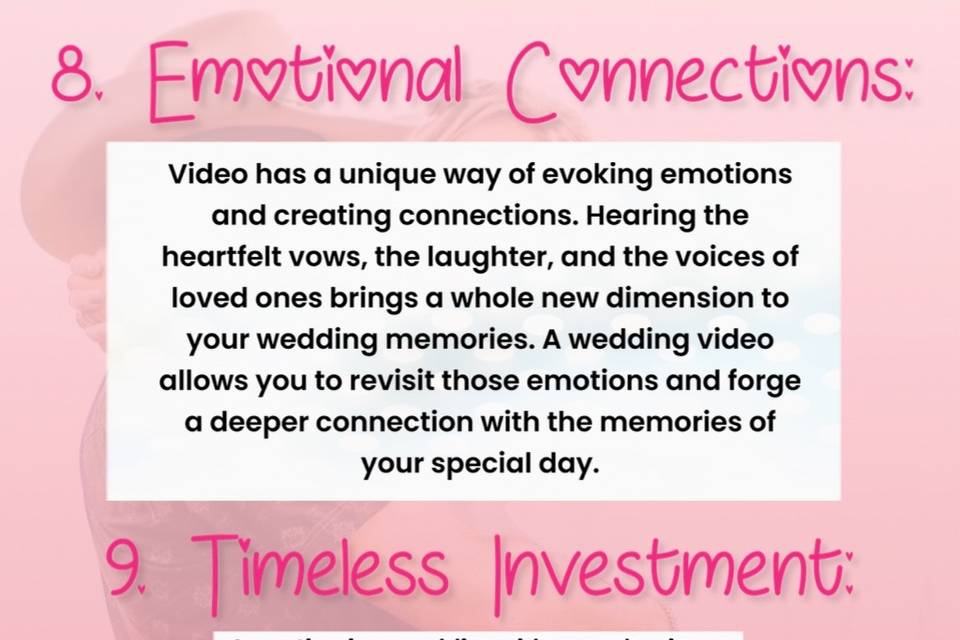 Wedding Videographer Reasons