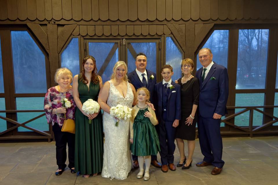 Bride, groom, kids and mom