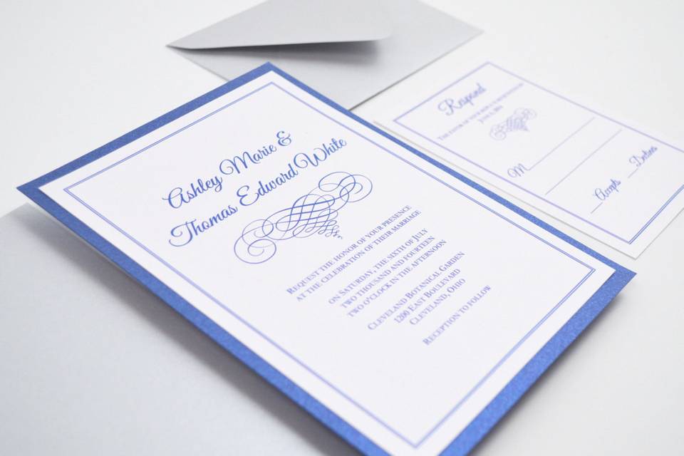 Elegant Scroll Flat Wedding Invitation