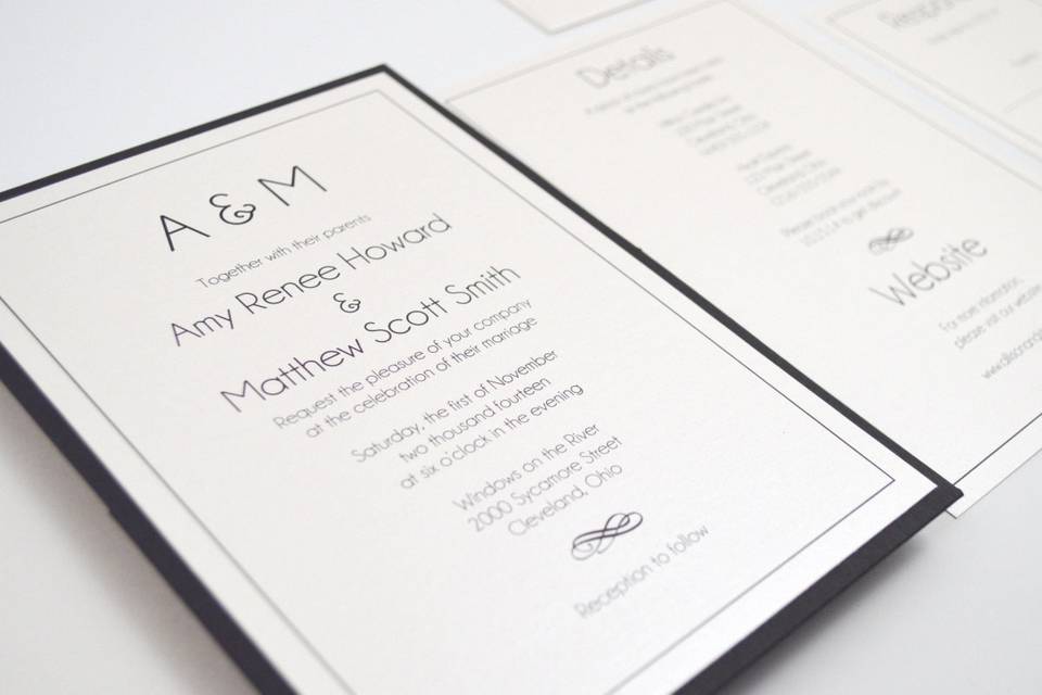 Dotty Panel Pocket Wedding Invitation