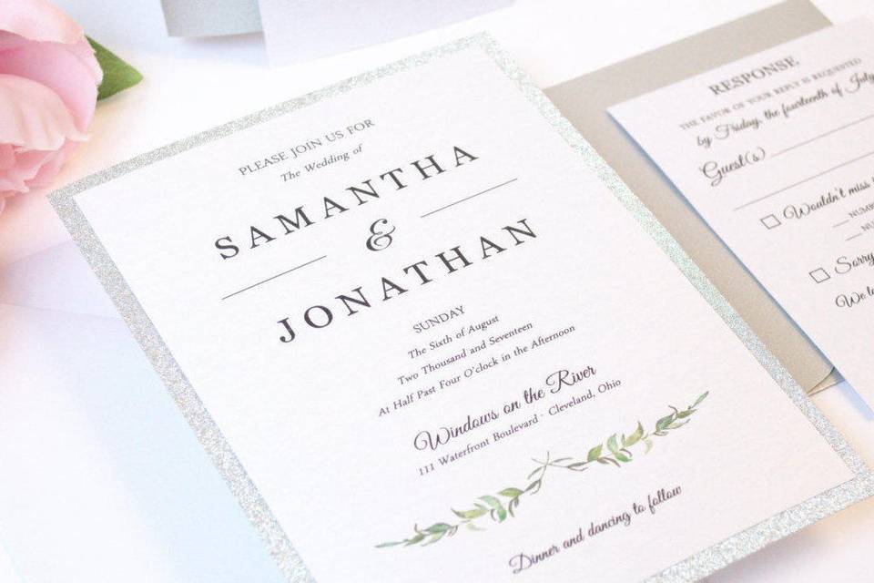 Laurel Leaves Flat Wedding Invitation