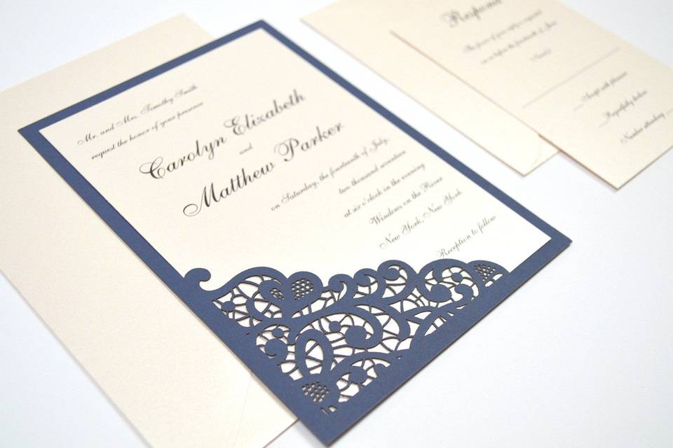 Elegant Lace Laser Cut Wedding Invitation