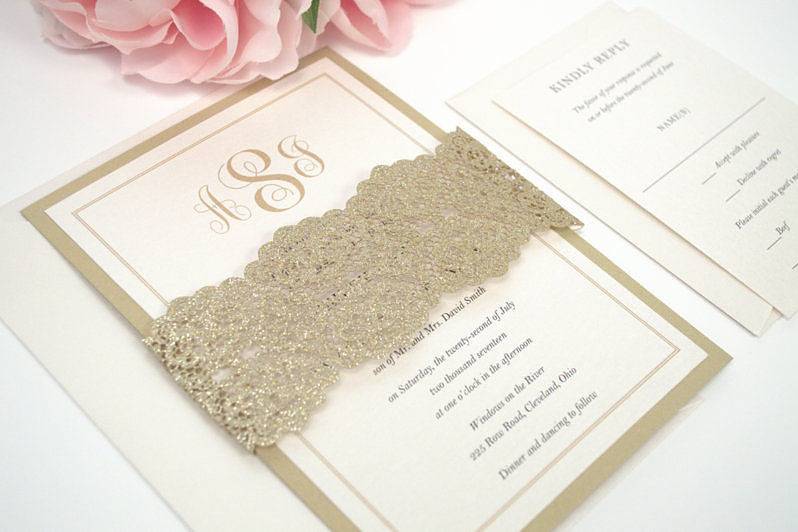 Simple Monogram Flat Wedding Invitation