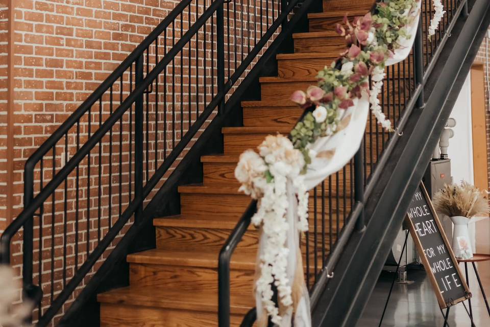 Main stairway to bridal suite
