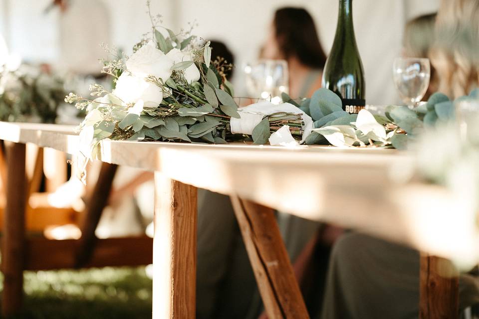 Reception in event tent