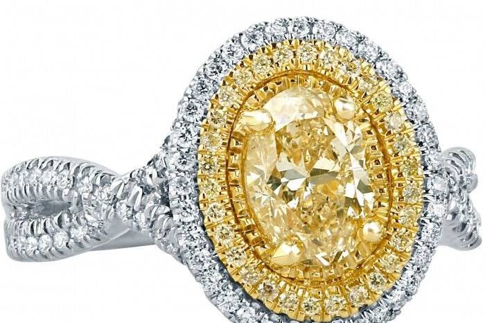 1.54 TCW Light Yellow Oval Cut Diamond Engagement Ring Infinity 18k White GoldSku #: ER 580-508-1.01
