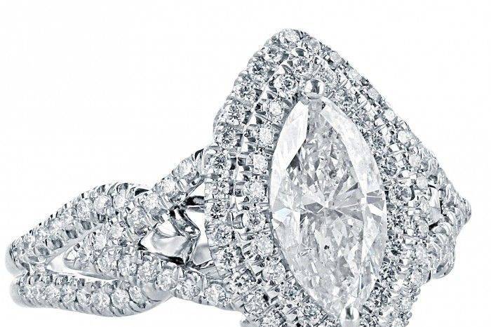 1.87 TCW Marquise Cut Diamond Engagement Halo Ring 14k White Gold
