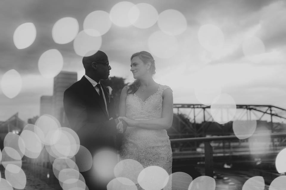 Black and white photo of the newlyweds