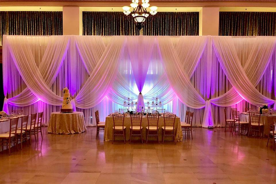 The Grand Ballroom decorated and set up