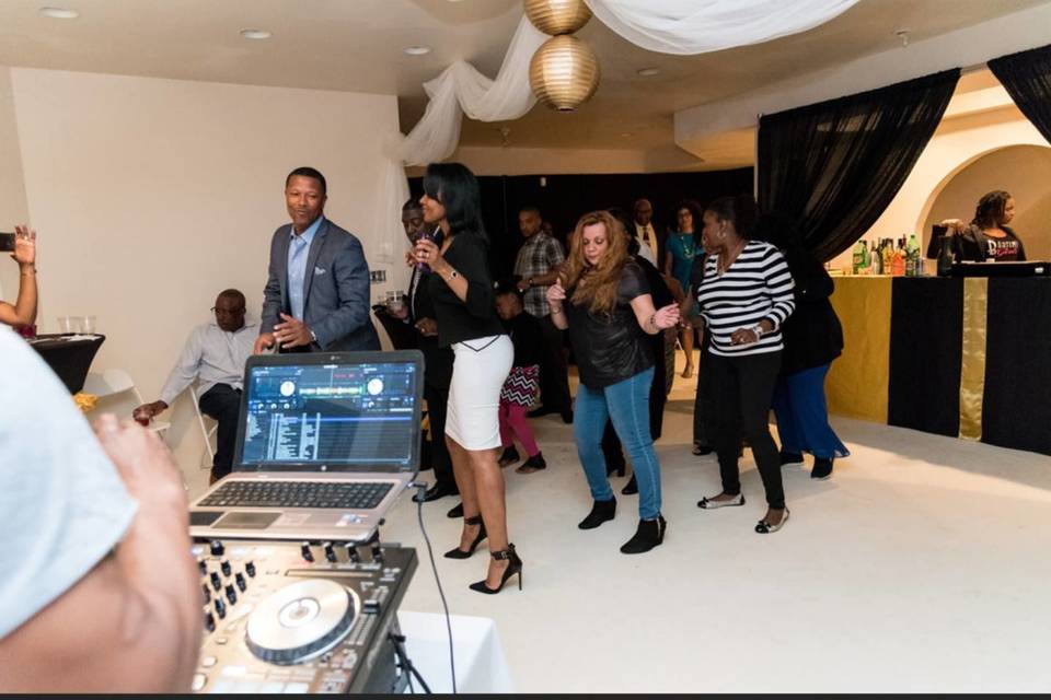 Guests dancing over the music