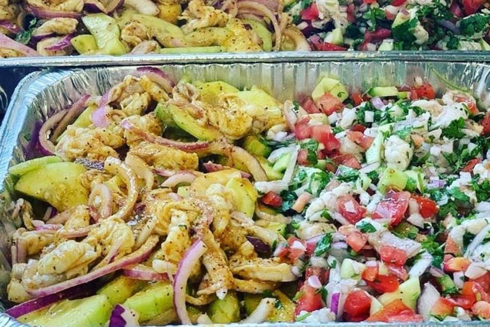 Aguachile and ceviche trays