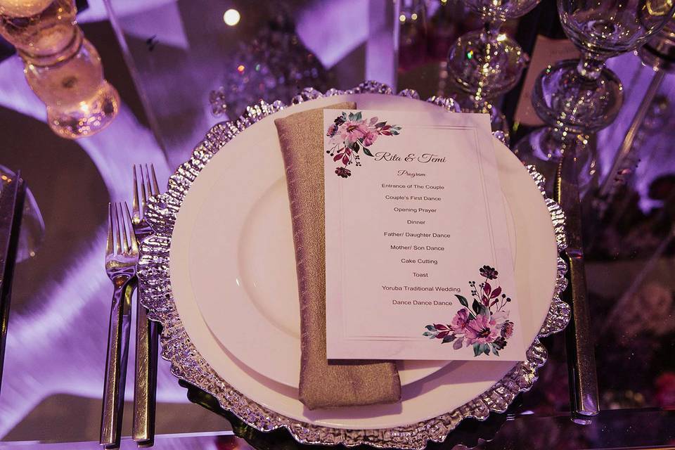 Place setting details