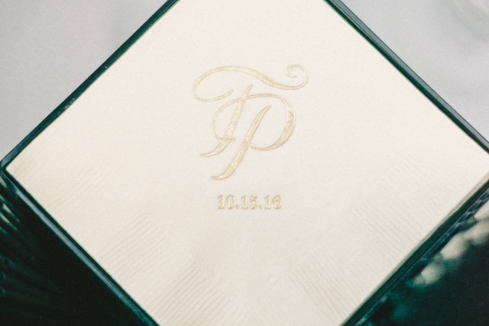 Calligraphy monogram napkins